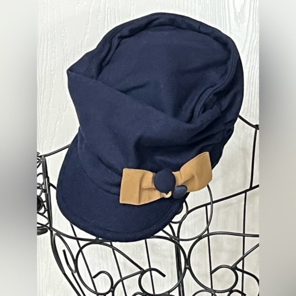 🟢 🆕 NWT!!! Grace Hats Blue Cap with Tan Bow